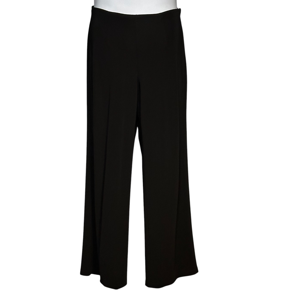 Talbots Black Wide Leg Pants High Waist Jersey Stretch Trousers Vintage 90s Sz M